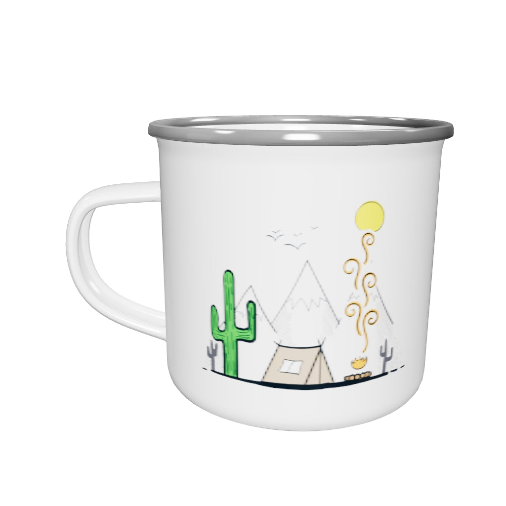 Enamel Mug for Camping with Stylish Nature Theme