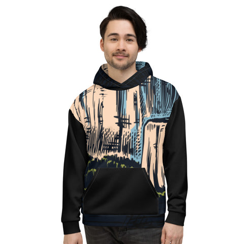 Mountain Peaks Black Unisex Hoodie Mountain Peaks Black Unisex Hoodie