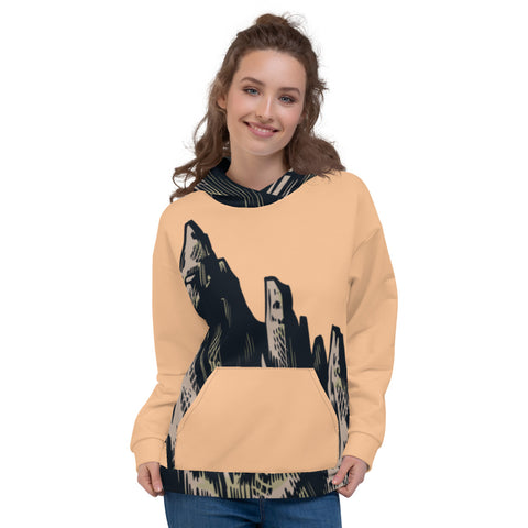 Orange Mountain Peaks Unisex Hoodie Orange Mountain Peaks Unisex Hoodie