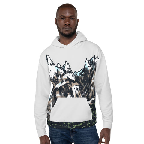 Mountain Peaks Grey Unisex Hoodie Mountain Peaks Grey Unisex Hoodie