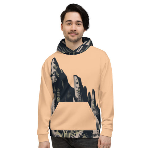 Orange Mountain Peaks Unisex Hoodie Orange Mountain Peaks Unisex Hoodie