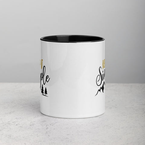 "Keep it Simple" Camping Mug with Color Inside "Keep it Simple" Camping Mug with Color Inside