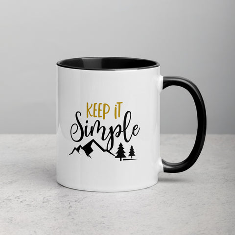 "Keep it Simple" Camping Mug with Color Inside