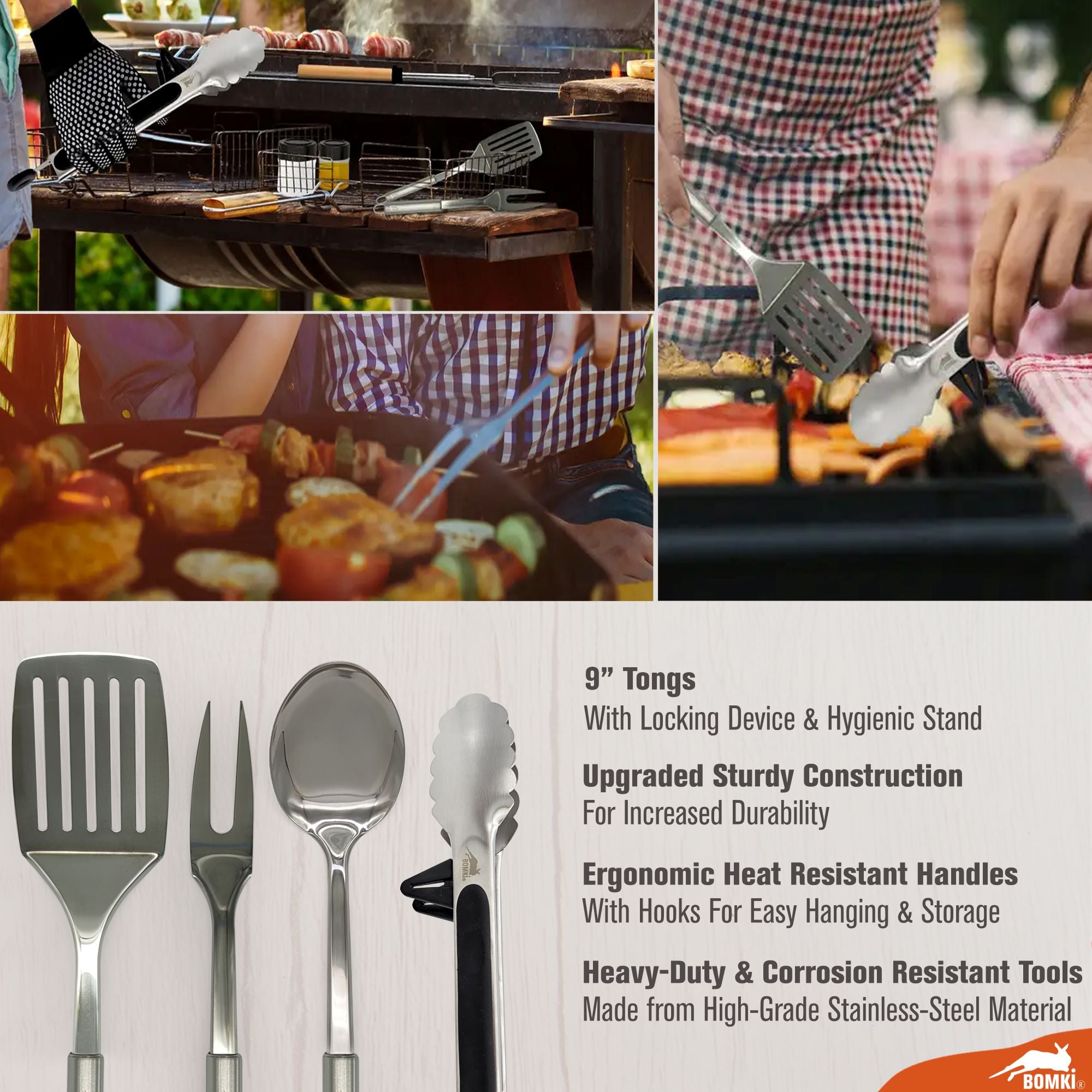 BOMKI 35 PC Grilling & Cooking Essentials - Black Pro