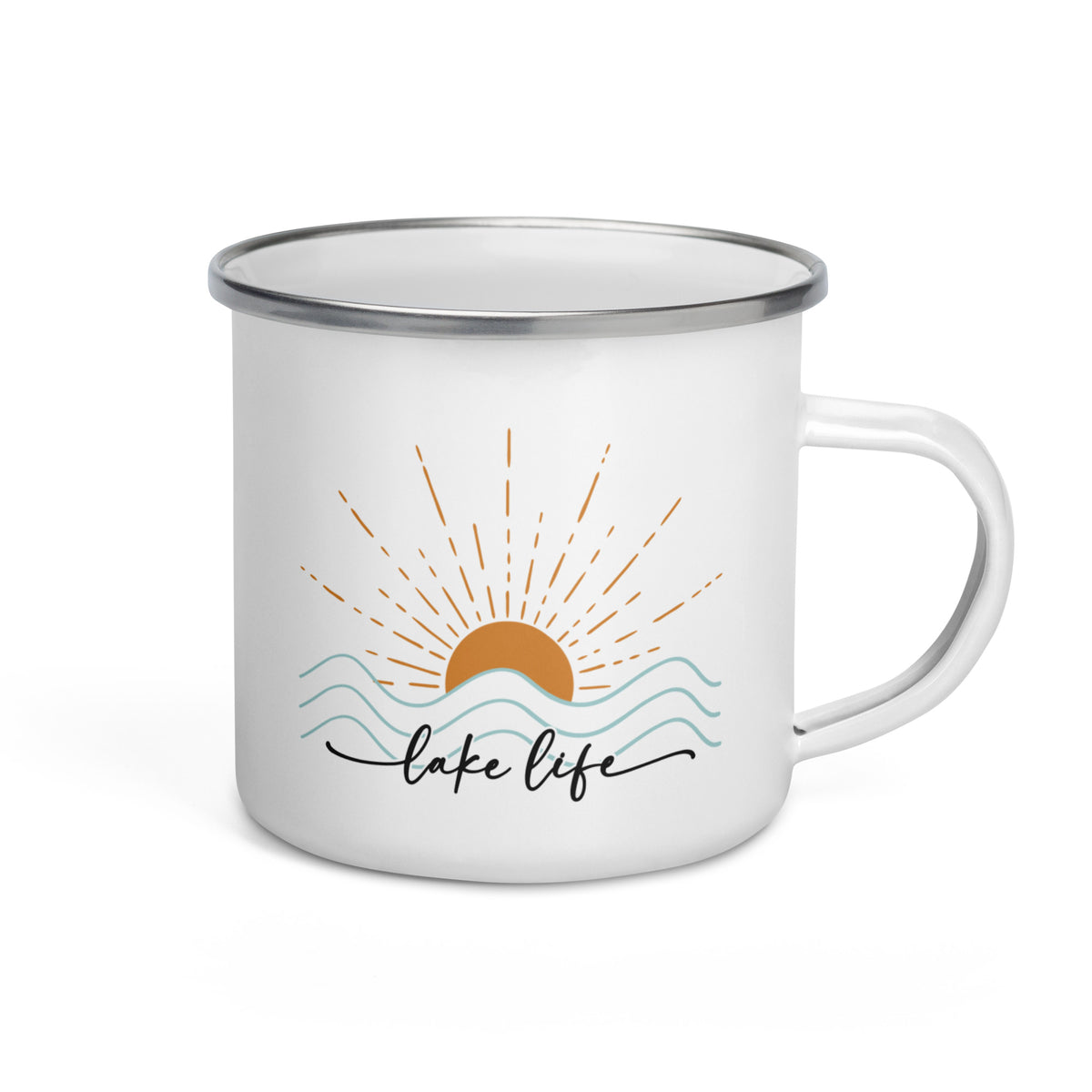 Stylish "Lake Life" Artwork Design Camper Mug