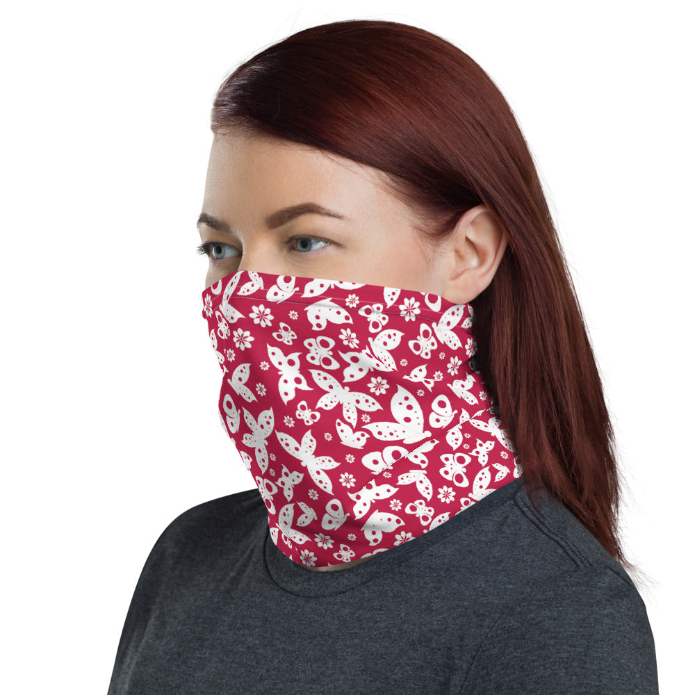 Red Butterfly Multifunctional Face Mask Headwear Neck Gaiter All Elements Protection - butiksonline
