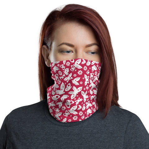 Red Butterfly Multifunctional Face Mask Headwear Neck Gaiter All Elements Protection - butiksonline