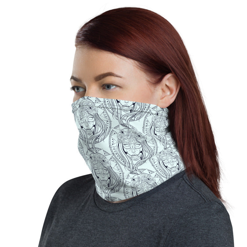 Sugar Skull Multifunctional Face Mask Headwear Neck Gaiter All Elements Protection - Sky Blue - butiksonline