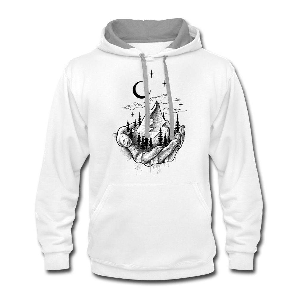 Contrast Colour Hoodie - white/gray
