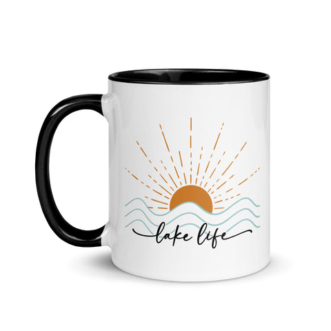 Stylish "Lake Life" Artwork Ceramic Mugs