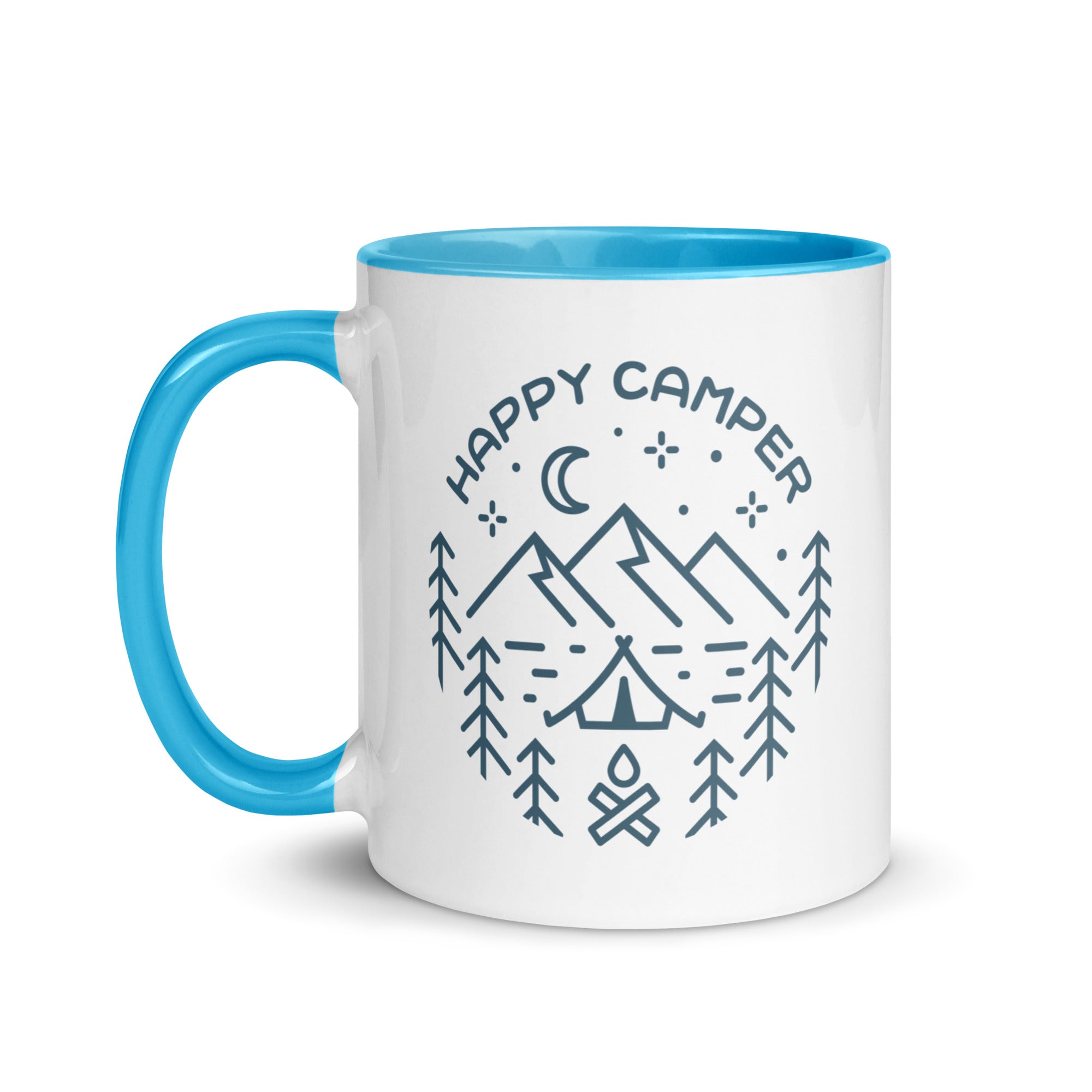 "Happy Camper" Ceramic Mug with Colorful Accents