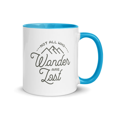 Not all who wander are lost: Ceramic Mug with Inspiring Text and Bold Colors