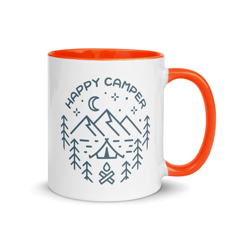 "Happy Camper" Ceramic Mug with Colorful Accents