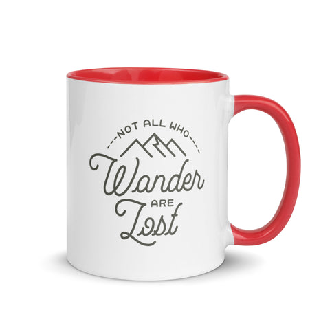 Not all who wander are lost: Ceramic Mug with Inspiring Text and Bold Colors