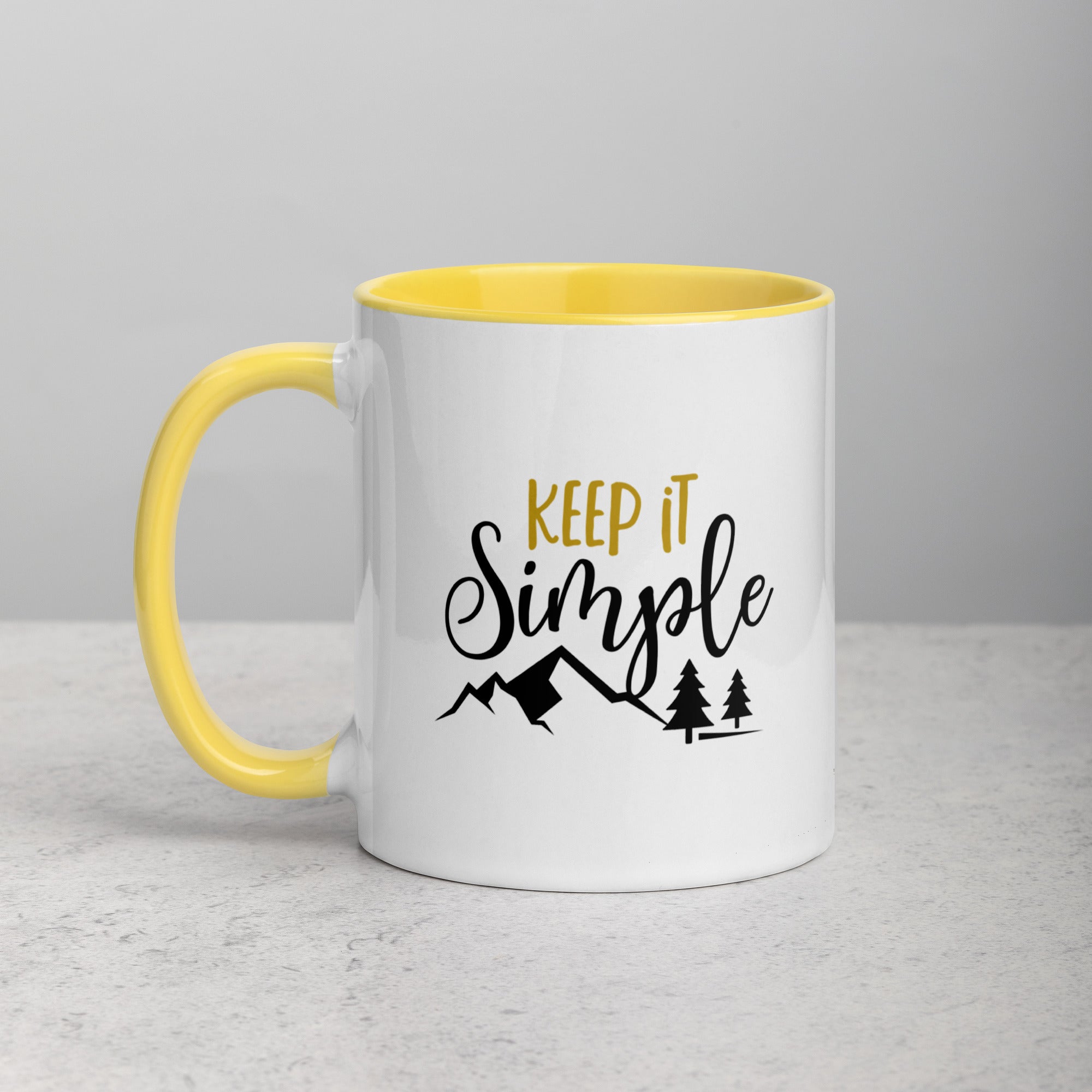 "Keep it Simple" Camping Mug with Color Inside