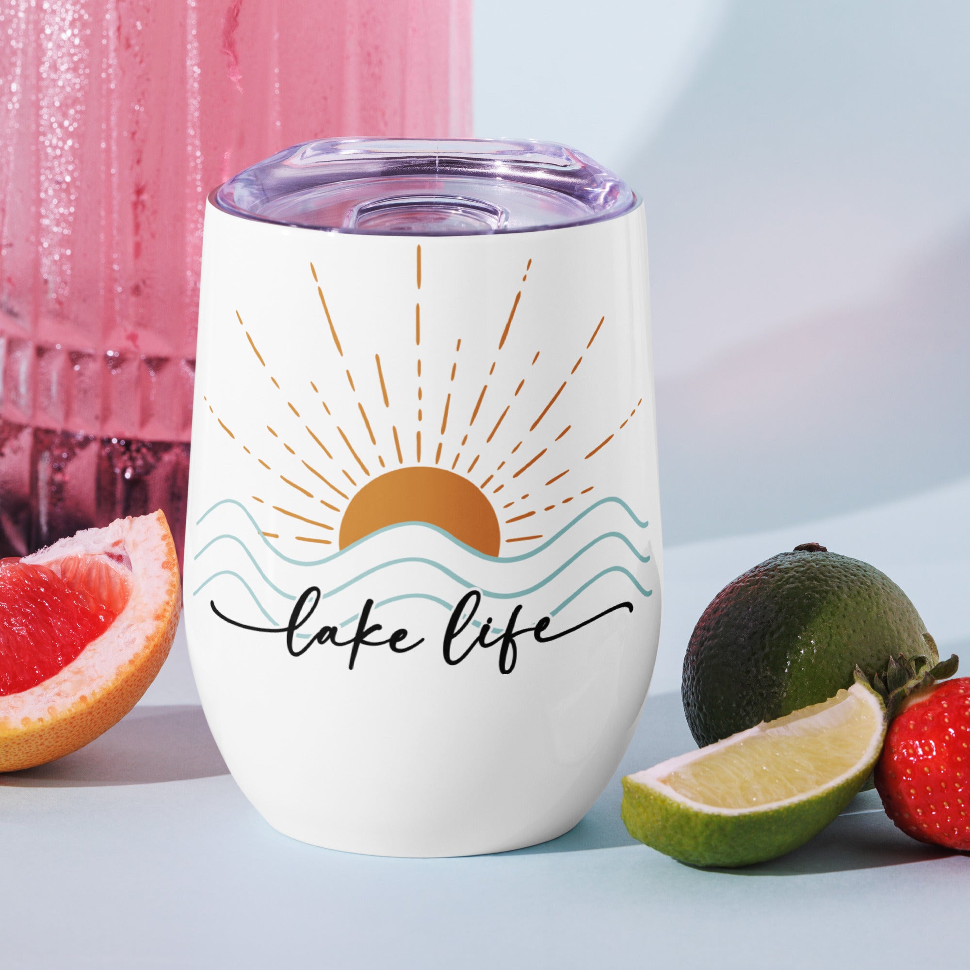 Life is Better at the Lake: "Lake Life" Stainless Steel Wine Tumbler